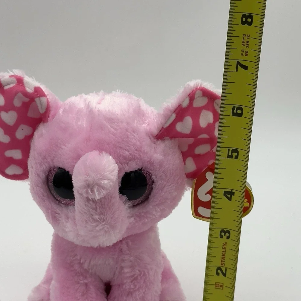 TY Beanie Boos - SUGAR the Elephant Glitter Eyes Regular Size 6 inch TySilk Pink